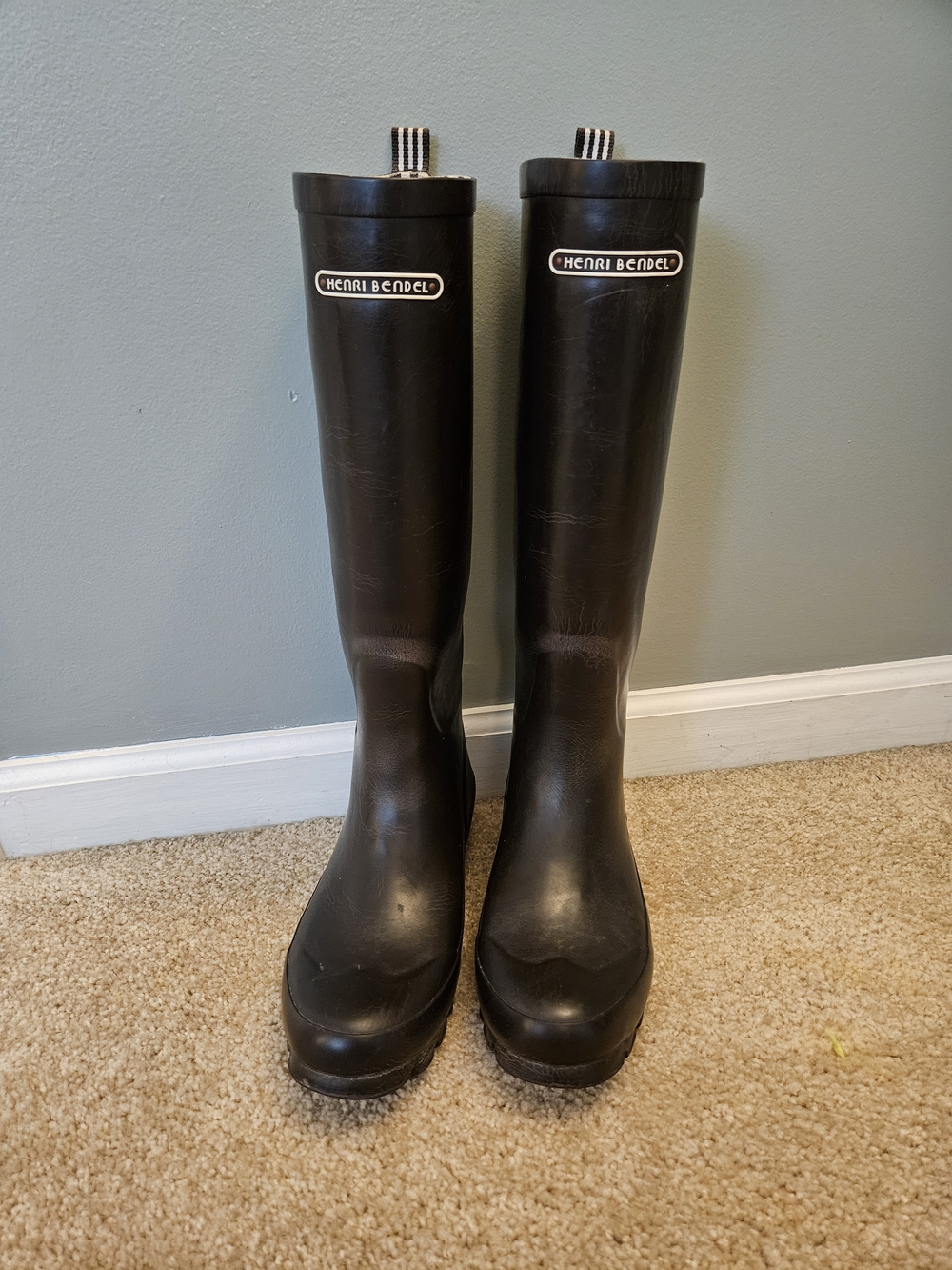 Henri Bendel Black Rain Boots - Tall Black Waterproof Boots Women's Size 9